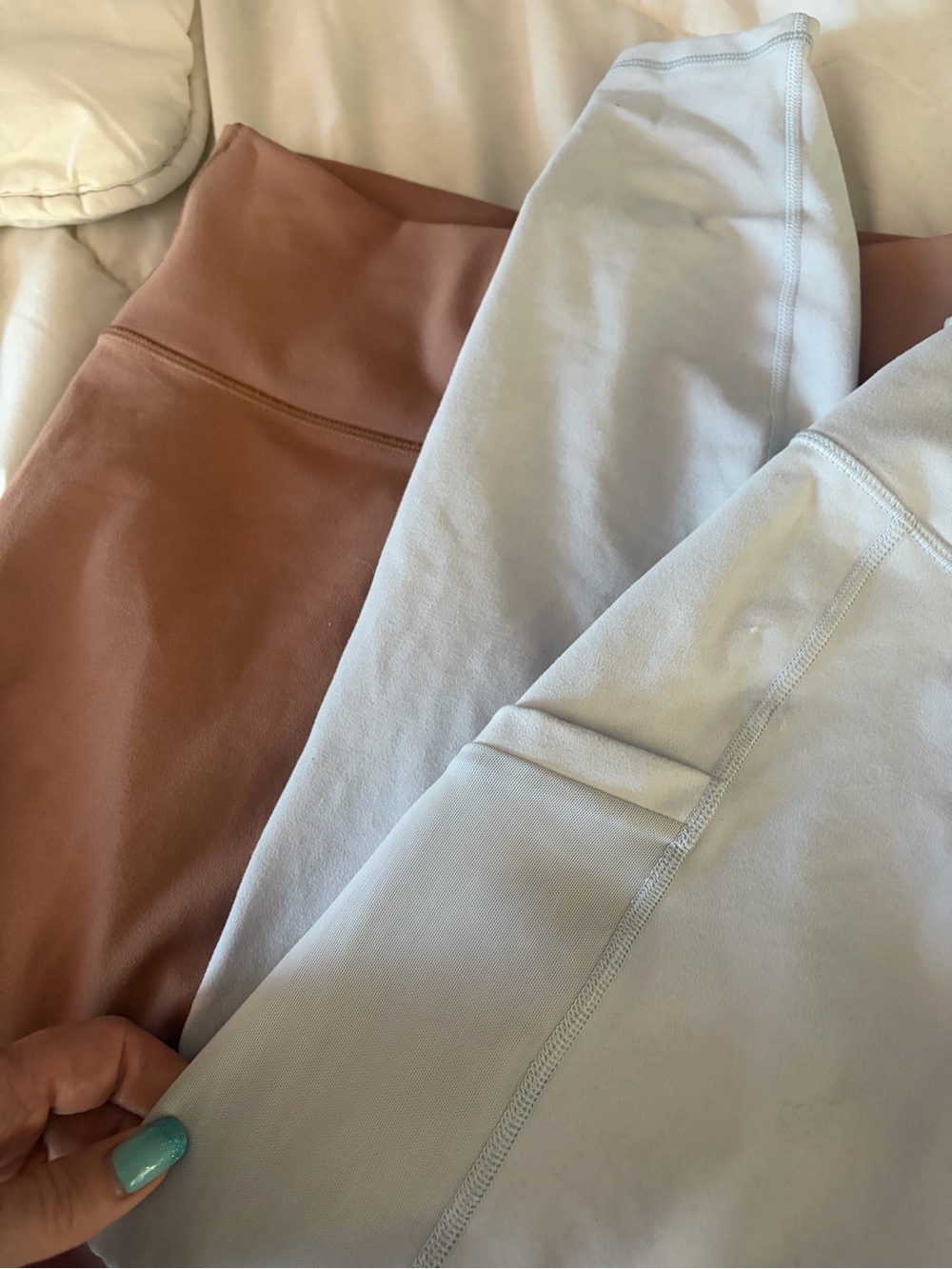 Fabletics On-The-Go High-Waisted Legging — Mineral Gray & Dusty Rose Accent - Picture 5 of 5